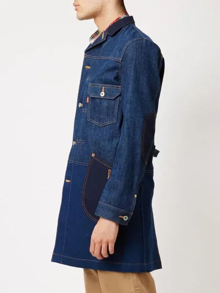 Kabát Junya Watanabe Man s našívanými kapsami modrý