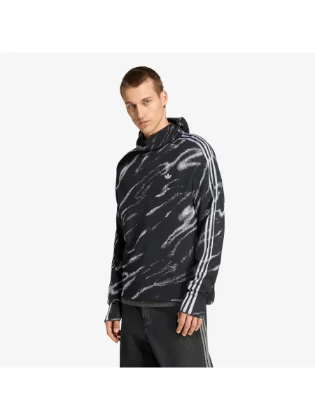 Hanorac cu glugă Adidas Originals tricotate negru
