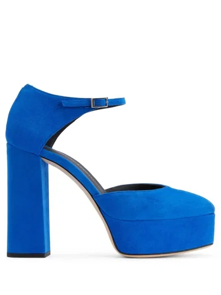 Pantofi cu toc Giuseppe Zanotti din piele de căprioară cu platformă albastru