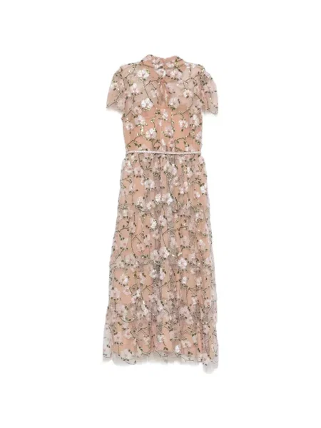 Rochie midi Self-portrait cu paiete cu model floral roz
