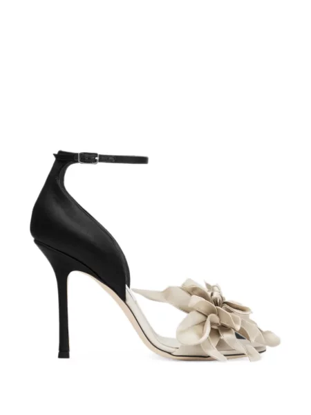 Sandale Jimmy Choo cu model floral cu bretele negru