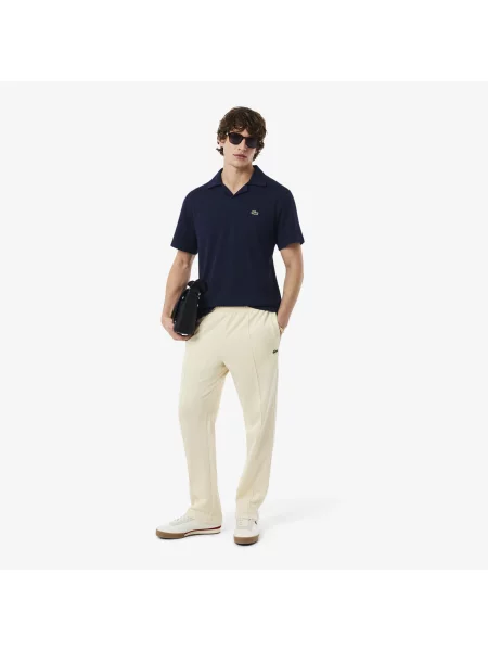 Lacoste Bawełniano-Lniana Koszulka Polo O Kroju Classic Fit granatowy