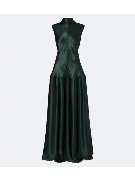 Rochie maxi Fforme din satin verde