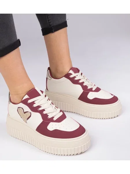 Sneakerși D/ceo cu motiv cu inimi bordo