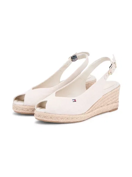 Tommy Hilfiger Espadrile Mid Wedge Espad Slingback Bej alb
