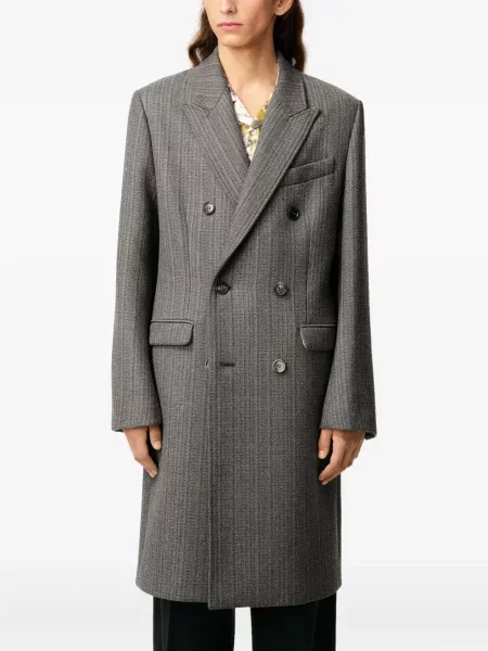Palton Ami Paris cu model herringbone gri