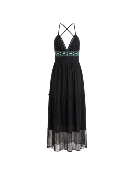 Sukienka maxi Trussardi z dekoltem w serek koronkowa czarna