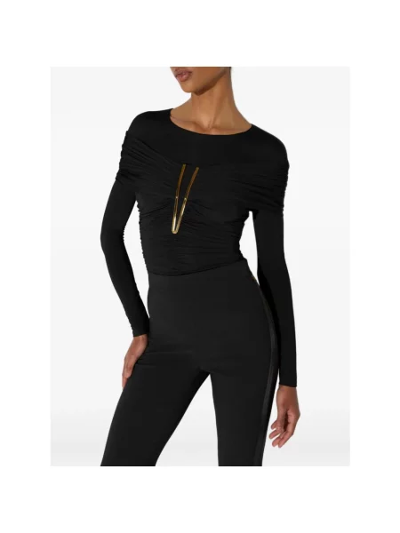 Top Elisabetta Franchi z krepy czarny