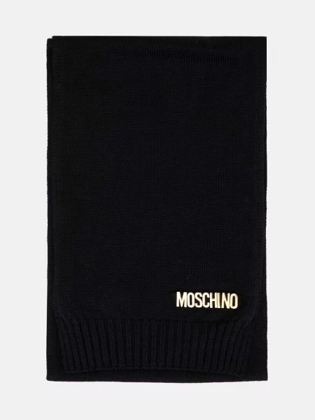 Вовняний шарф Moschino однотонний чорний