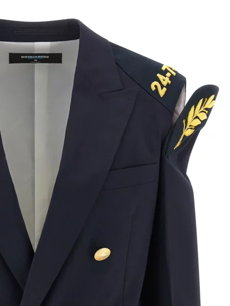 Sacou Dsquared2 de lână cu două rânduri de nasturi albastru