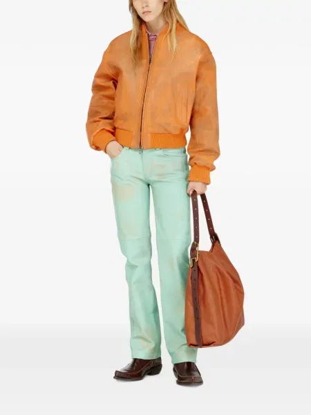 Pantaloni Diesel din piele verde