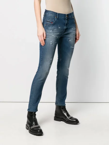 Boyfriend дънки Diesel с протрити краища синьо