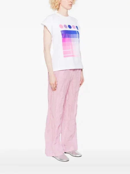 Plisirana majica Pleats Please Issey Miyake s printom bijela