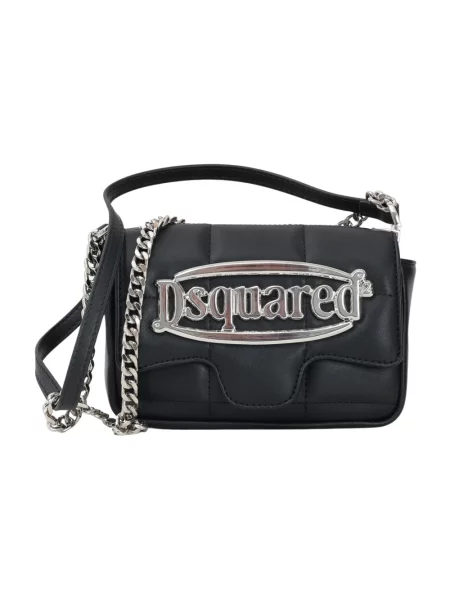 Torebka skórzana Dsquared2 skórzana elegancka czarna