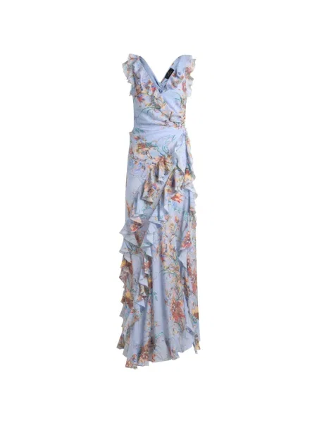 Rochie maxi Etro cu volane albastru