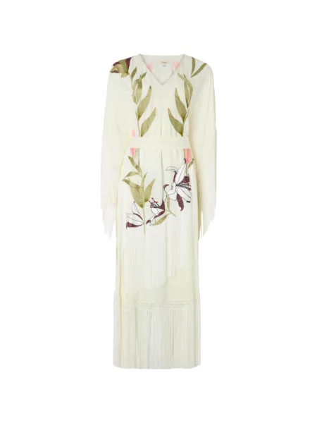 Rochie Temperley London cu franjuri cu model floral