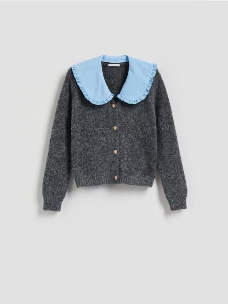 Reserved Cardigan cu guler gri-neutru gri