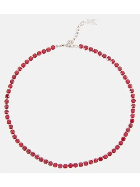 Tenis ogrlica Amina Muaddi s kristali rdeča