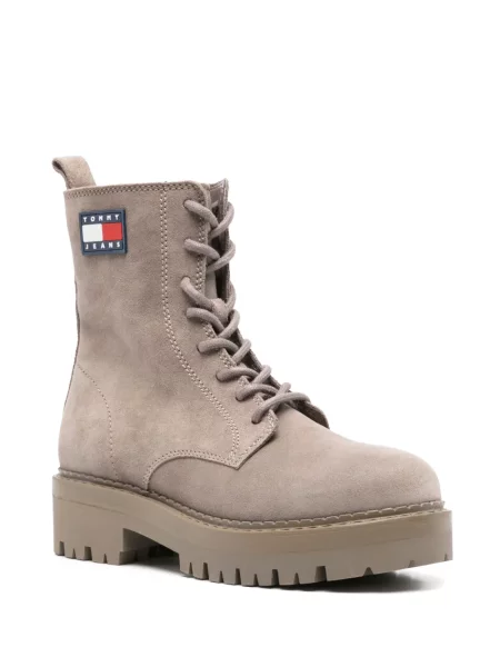 Botine Tommy Jeans cu șireturi din piele de căprioară maro