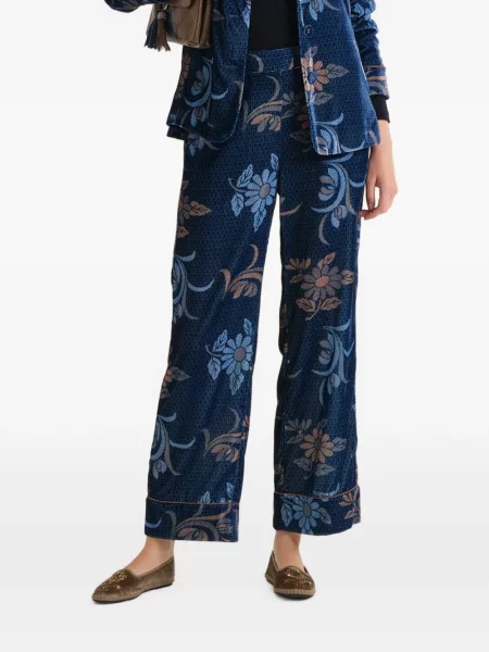 Decupat pantaloni Maliparmi cu model floral albastru