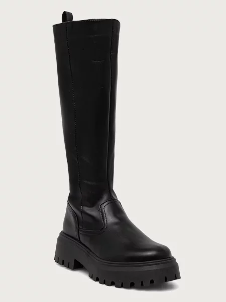 Tommy Hilfiger μπότες Γυναικεία TH STAMP WARM KNEE RAIN BOOT μαύρο