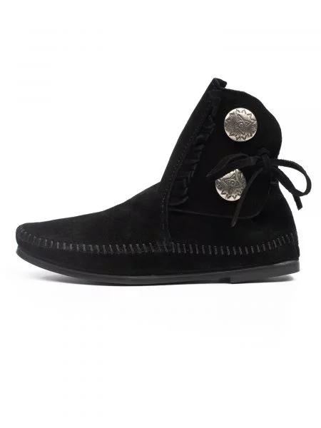 Minnetonka Cizme glezne Two Button negru / argintiu
