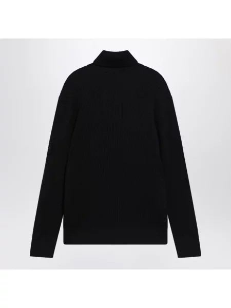 Sweter z golfem Stone Island wełniany z kamieniami czarny