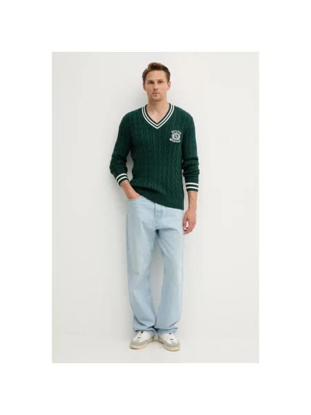 Dzianinowy sweter Guess zielony
