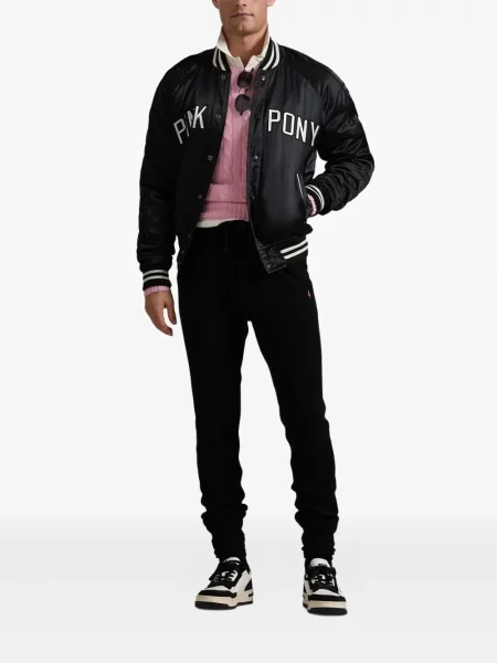 Șapcă Polo Ralph Lauren de mătase cu broderie cu dungi negru