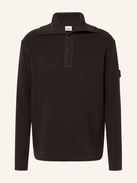 Joop! Jeans Sweter Typu Troyer Haspit braun