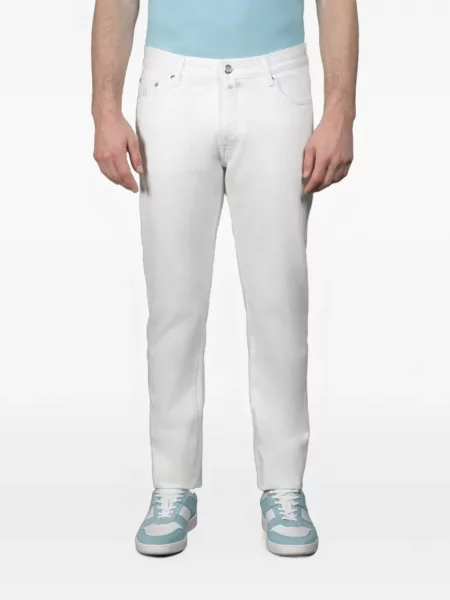 Pantaloni Moorer cu 5 buzunare alb