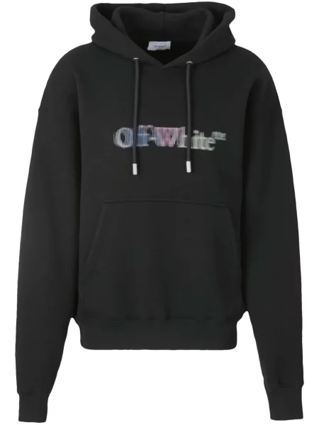 Hanorac cu glugă Off-white cu imagine alb