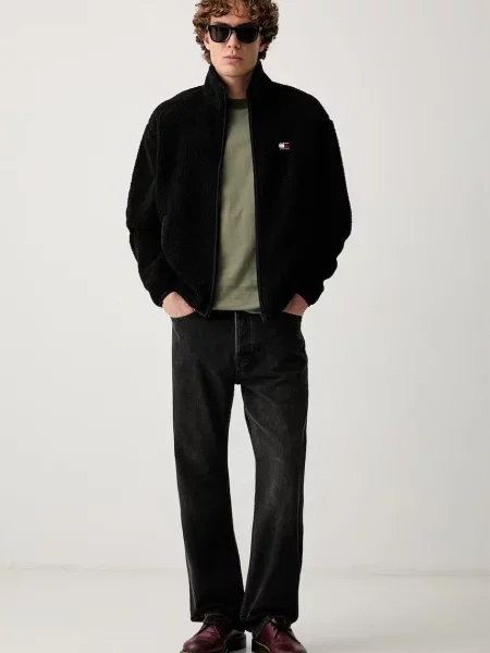 Tommy Jeans blugi straight pentru bărbați negru