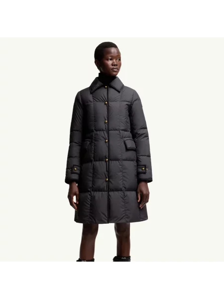 Długa kurtka puchowa Moncler biznesowa czarna