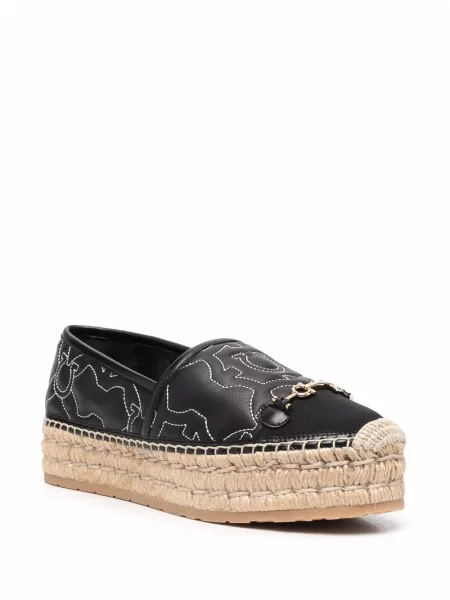 Siuvinėtos espadrilės Ferragamo juoda