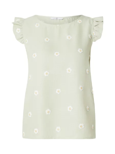 Hailys Tricou galben deschis / verde stuf alb