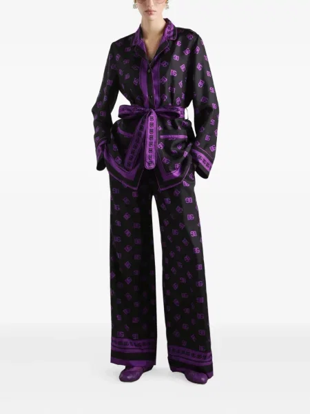 Pantaloni Dolce & Gabbana de mătase negru