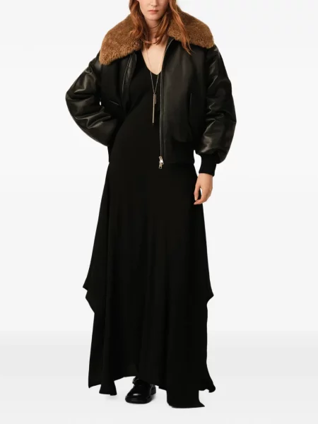 Lung rochie Ami Paris de mătase negru