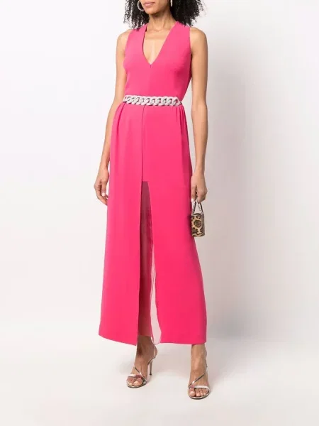 Dlouhé oblekové maxi šaty Christian Dior Pre-owned růžové