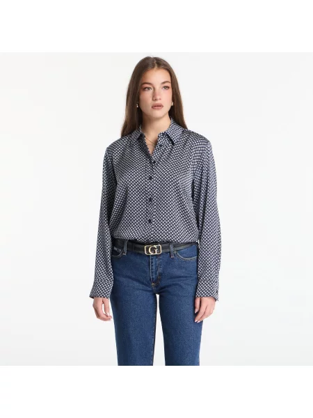 Košile Michael Kors Satin Ls Shirt Midnight Blue L modrá