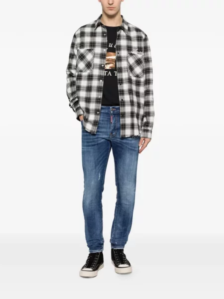 Blugi Dsquared2 zdrențuiți alb
