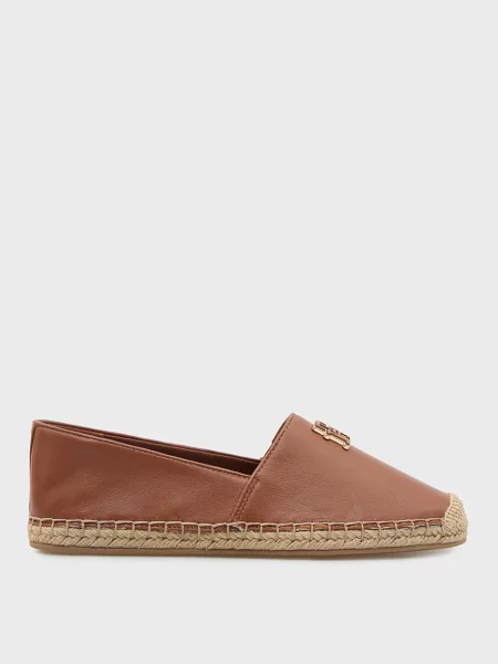 Кожаные эспадрильи Tommy Hilfiger с автографом коричневые