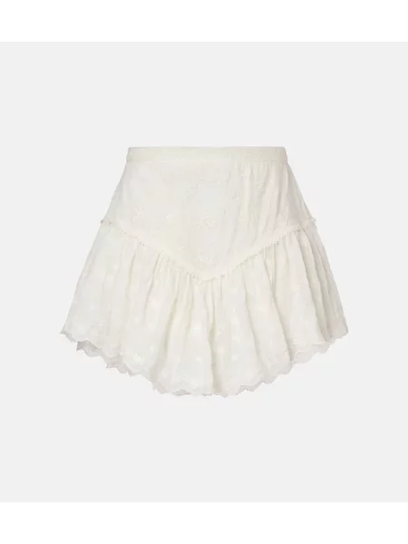 Pantaloni scurți Isabel Marant cu broderie de mătase alb