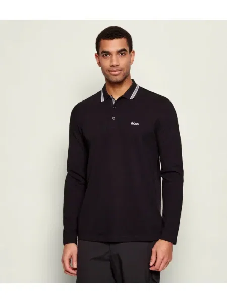 BOSS GREEN Polo Plisy | regular fit negru