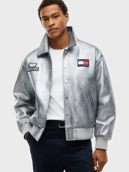 Кожаная куртка Tommy Hilfiger серая