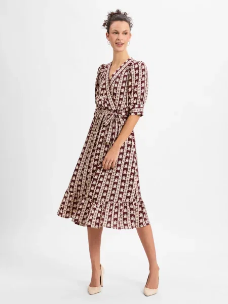 IPURI sukienka na co dzień Kobiety czerwony|beżowy wzorzysty 34 beżowa