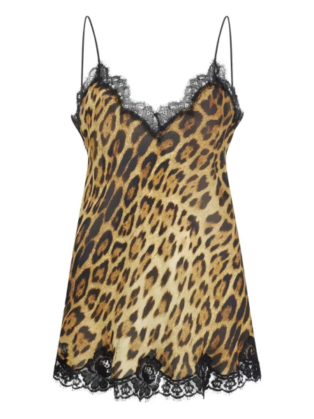 Top Roberto Cavalli cu imagine cu imprimeu animal print maro