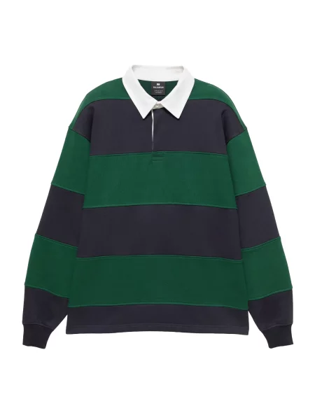 Pull&Bear Mikina námornícka modrá / jedľová biela