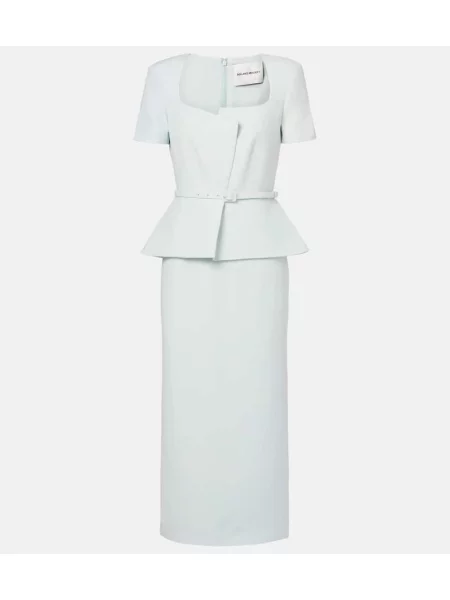 Rochie midi Roland Mouret de lână albastru