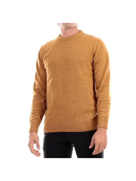 Sweter z mieszanki wełny i jedwabiu z okrągłym dekoltem model TISBURY' Barbour żółty